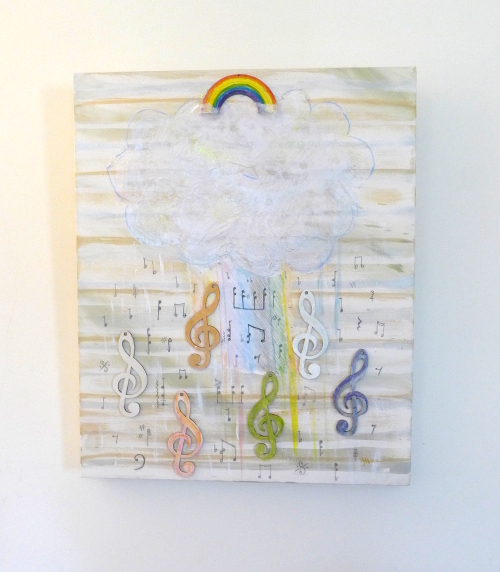 Rainbow cloud with musical notes artwork by A Howse